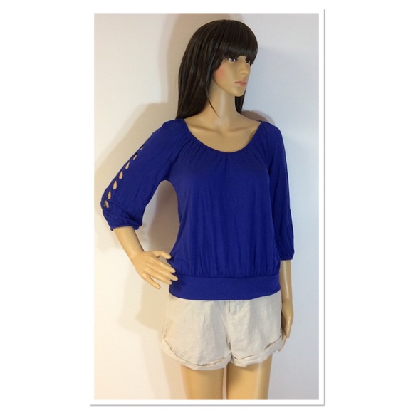 LC Lauren Conrad Tops - LAUREN CONRAD ROYAL BLUE CUTOUT BLOUSE